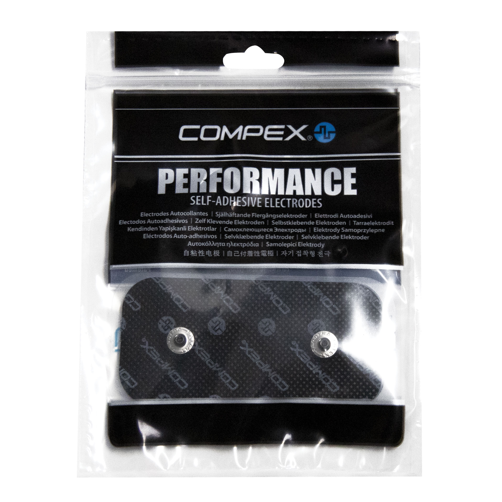 Electrode autocollante Easysnap - 2 connecteurs - Compex - 5 x 10cm (2 pcs) - noir