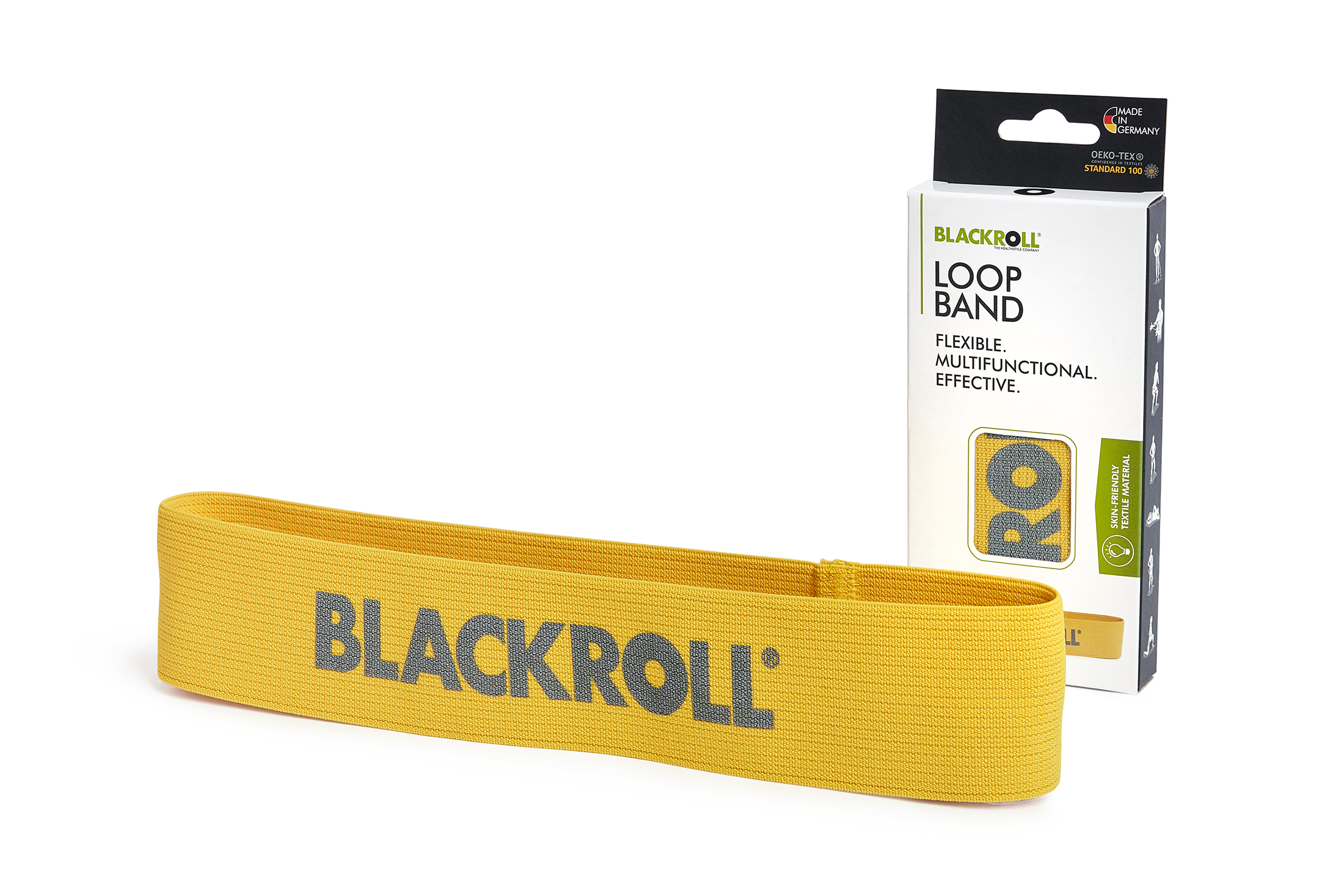 Blackroll loop band textiel - extra licht - geel - 30 cm